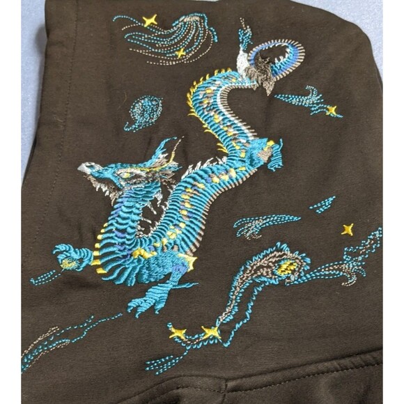 NWOT~Japanese Clothing Blue Dragon Embroidered Hoodie Size Large - Picture 9 of 11